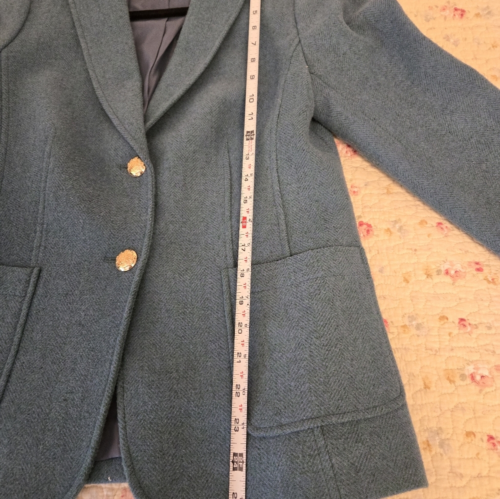Talbots Teal Shetland Wool Blazor  Size 8 - Picture 5 of 10